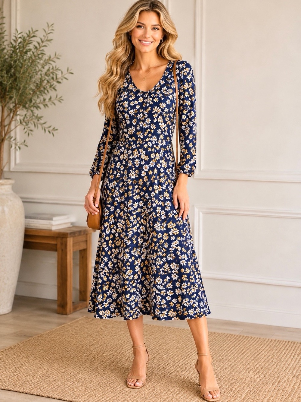 Draper James Fit & Flare Fall Field Flowers Dress Size S
